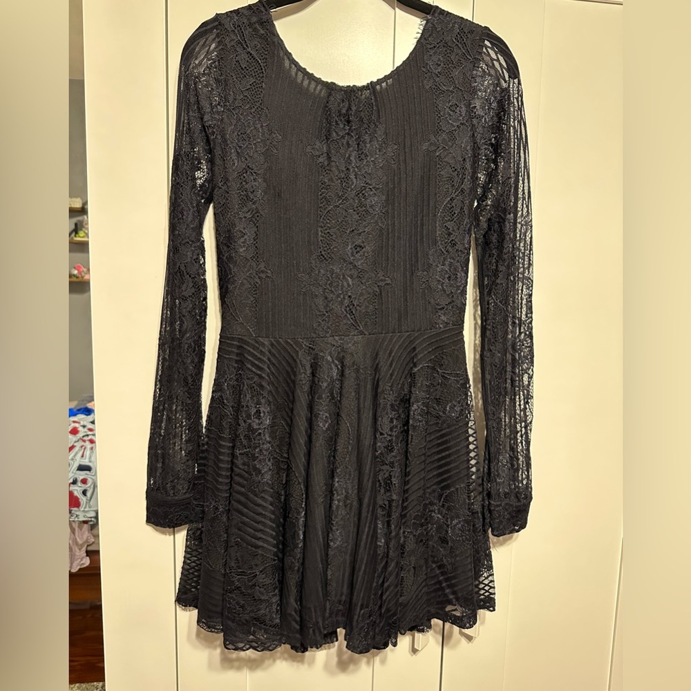 Free People Black Lace Open Back Dress